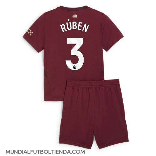 Camiseta Manchester City Ruben Dias #3 Tercera Equipación Replica 2024-25 para niños mangas cortas (+ Pantalones cortos)